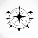 celestial, vertical symbols tattoo design idea