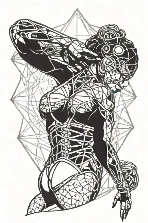 Shibari inspired pinup girl tattoo design idea