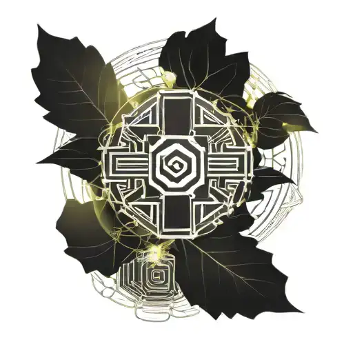 greek style olive band tattoo with Helios symbol mixed tattoo design idea