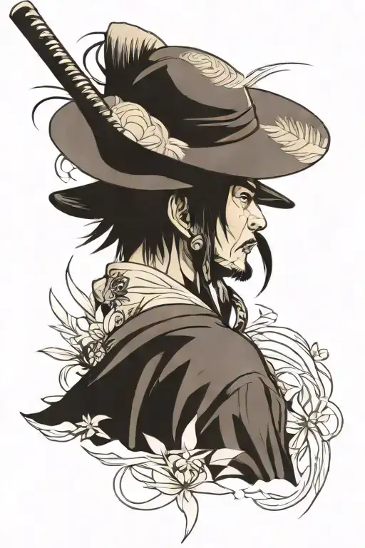 straw hat ronin  tattoo design idea
