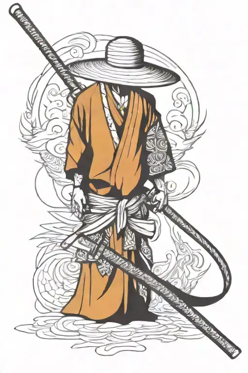straw hat ronin  tattoo design idea