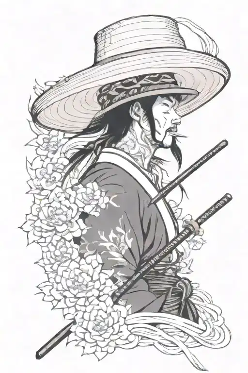 straw hat ronin  tattoo design idea