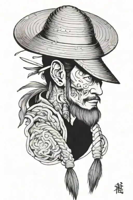 straw hat ronin  tattoo design idea