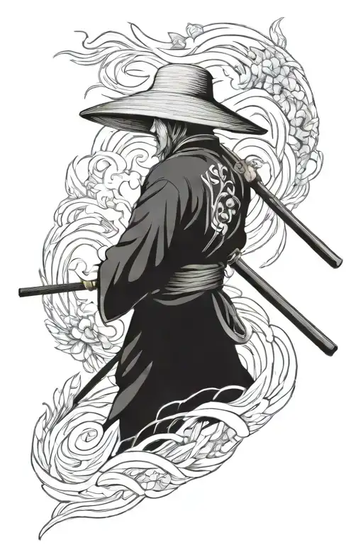 straw hat ronin  tattoo design idea