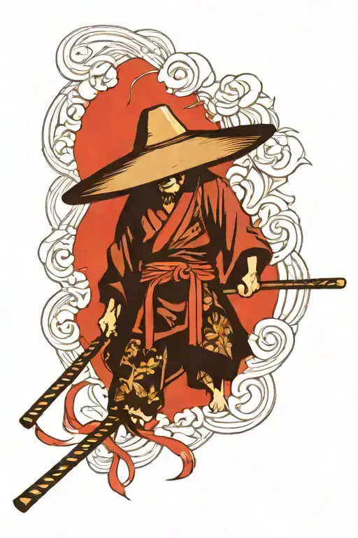 straw hat ronin  tattoo design idea