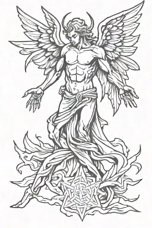 angel killing demon tattoo design idea