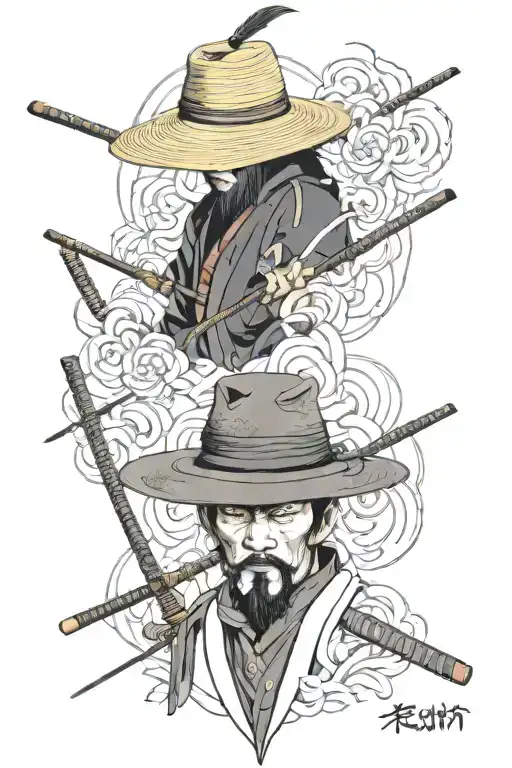 straw hat ronin  tattoo design idea