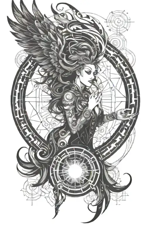 woman pheonix reborn + i am stronger than ever. fire moon tattoo design idea