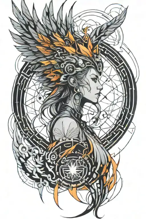 woman pheonix reborn + i am stronger than ever. fire moon tattoo design idea