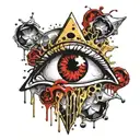 Gold silver and black Beating Heart melting and dripping blood. Crystal and gemstone backdrop. all seeing eye tattoo design idea