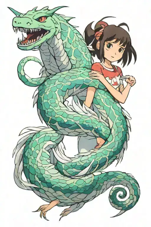 haku and chihiro studio ghibli tattoo design idea