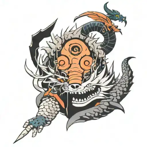 I want dragon and in that I want obito UchiHa and right inbackside of obito I want jiraiya shade tattoo design idea
