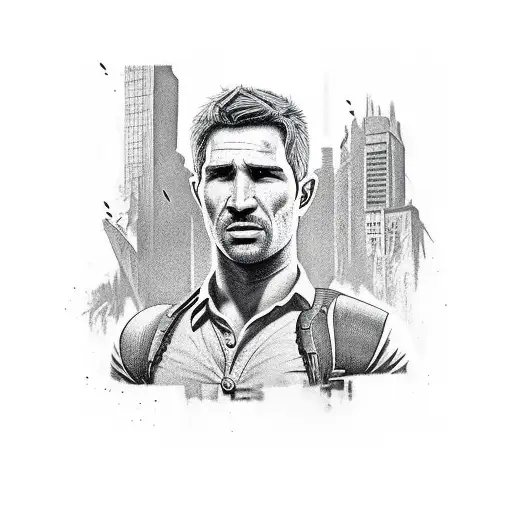  Nathan Drake full sleeve tattoo design idea