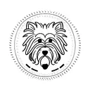 postage stamp with a shaggy dog with pointy ears in the middle tattoo design idea