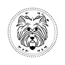 postage stamp with a shaggy dog with pointy ears in the middle tattoo design idea