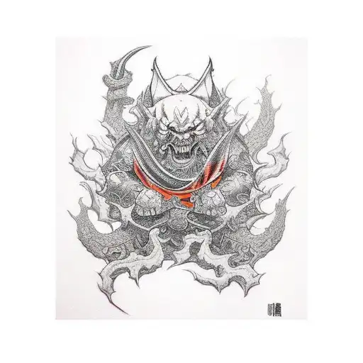 waist up of a menacing wizard tattoo design idea