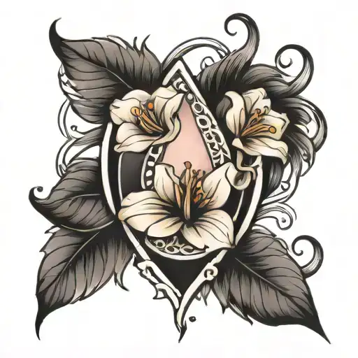 tear drop surrounded by flowers  tattoo design idea