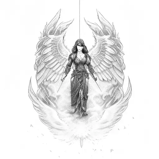 guardian angel with wings tattoo design idea