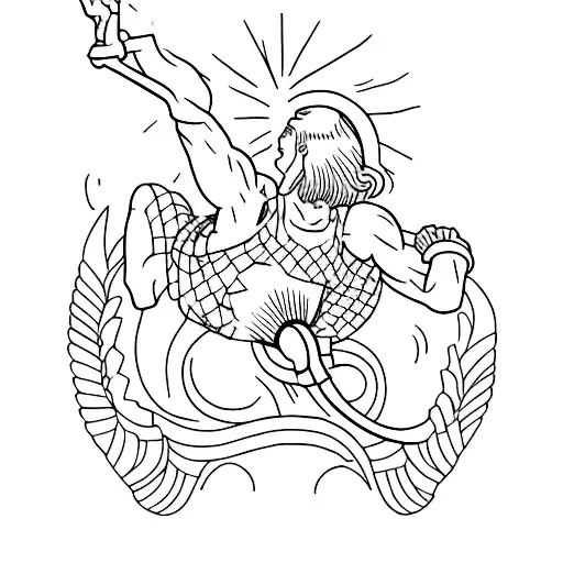 A minimalist tattoo of a stoic athlete in action tattoo design idea