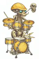 ufo play drum set tattoo design idea