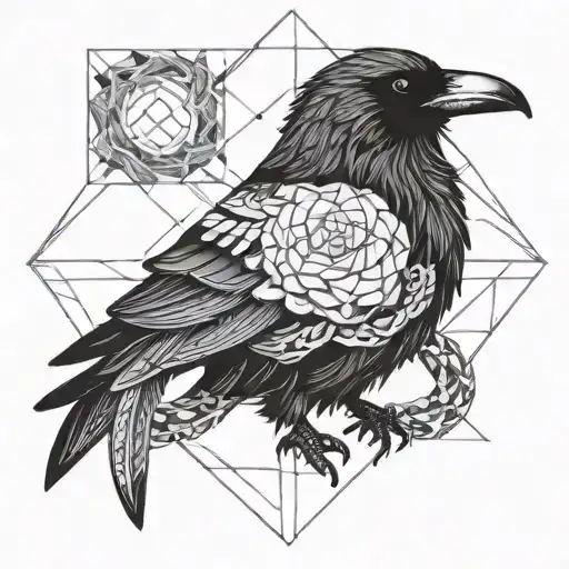 crow and snakes  tattoo design idea