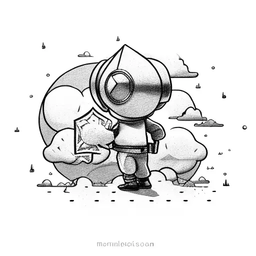 small solider, with clouds money, hard work, love, cars tattoo design idea