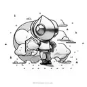 small solider, with clouds money, hard work, love, cars tattoo design idea