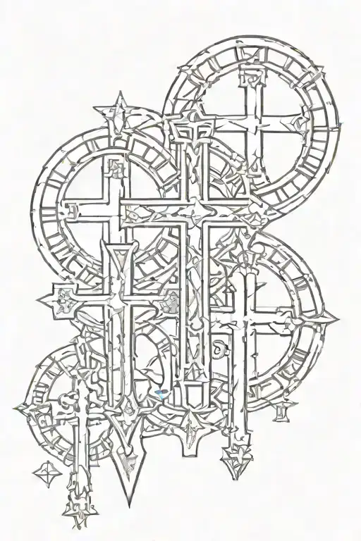 roman numeral 3 crosses tattoo design idea