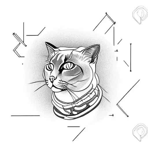 siamese cat sitting full body tattoo design idea