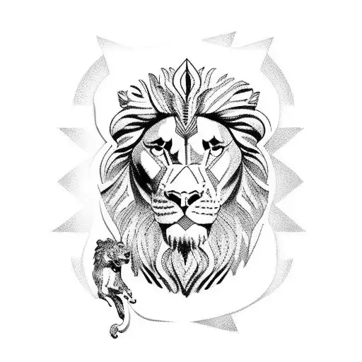roman style greek god with lion  tattoo design idea
