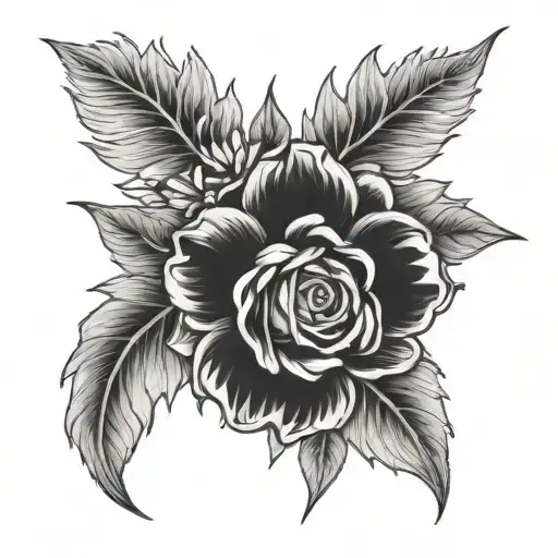 december and july birth flower bouquet tattoo design idea