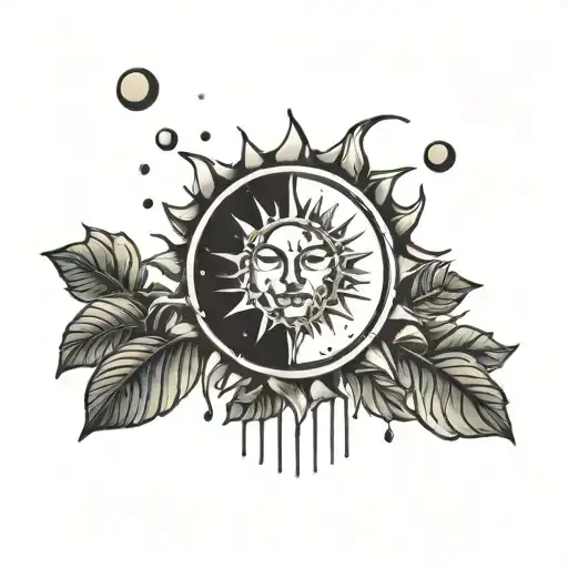 sun and rain tattoo design idea