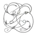 infinity sign with sister and 2 arrows pointing towards tattoo design idea