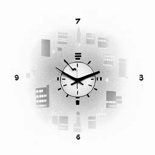 clock with 12:37 as time, 2 street signs, football with 22 and 27 on it with angles and clouds in the background tattoo design idea