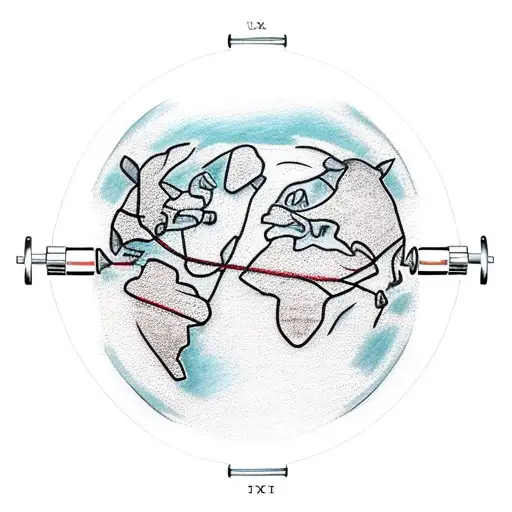 A gym dumbbell intertwined with a world map tattoo design idea