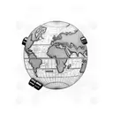 A gym dumbbell intertwined with a world map tattoo design idea