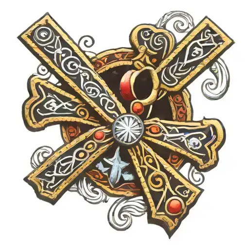 a ankh cross being painted by a painter tattoo design idea