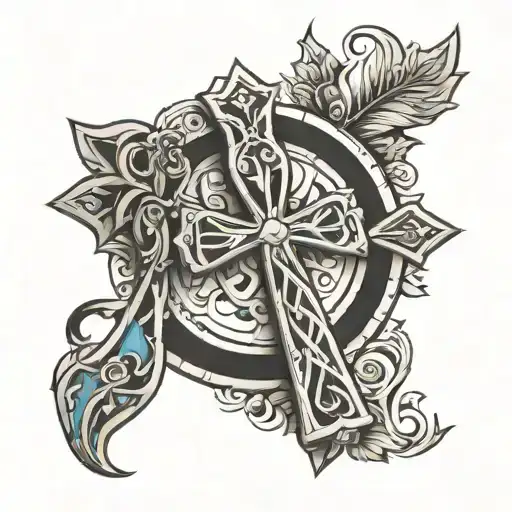 a ankh cross being painted by a painter tattoo design idea