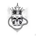 snake going through skull head with kings crown on top tattoo design idea