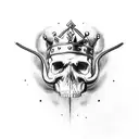 snake going through skull head with kings crown on top tattoo design idea