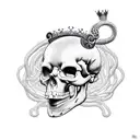 snake going through skull head with kings crown on top tattoo design idea