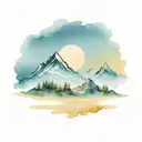 A mountain range with a rising sun in the background, symbolizing new beginnings and perseverance tattoo design idea
