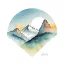 A mountain range with a rising sun in the background, symbolizing new beginnings and perseverance tattoo design idea