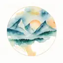 A mountain range with a rising sun in the background, symbolizing new beginnings and perseverance tattoo design idea