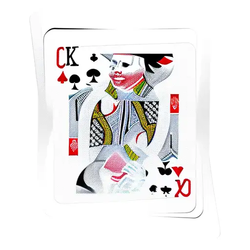 Playing card with half king and half joker tattoo design idea