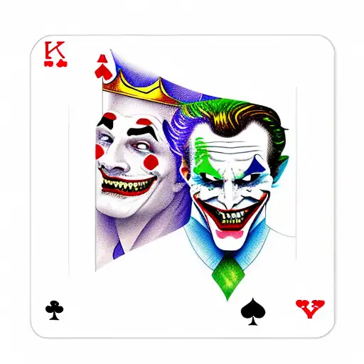 Playing card with half king and half joker tattoo design idea
