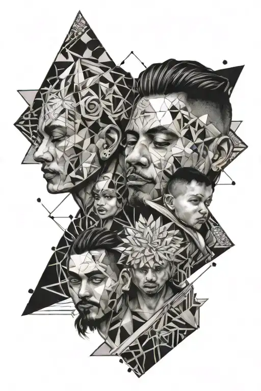 A geometric design representing the bond between father and children, with a Chicano twist tattoo design idea