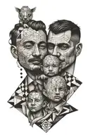 A geometric design representing the bond between father and children, with a Chicano twist tattoo design idea