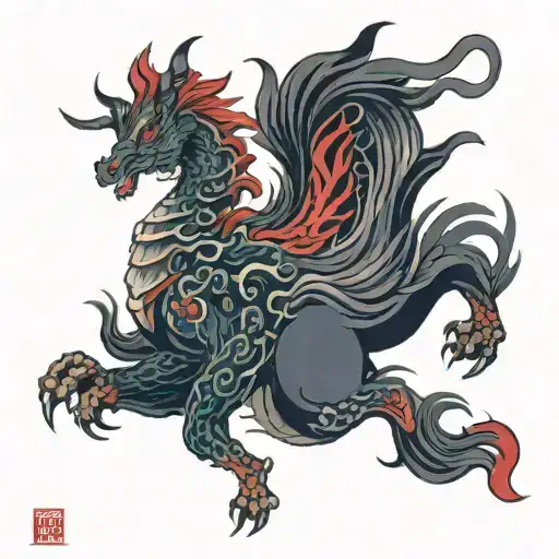 red kirin tattoo design idea