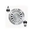 A roulette wheel made up of marijuana leaves and playing cards tattoo design idea